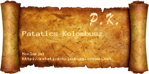 Patatics Kolombusz névjegykártya